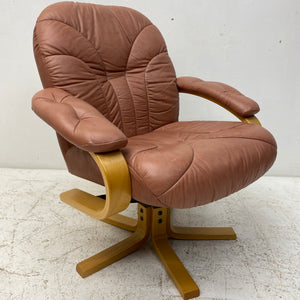 Leather Bentwood Swivel Lounge Chair