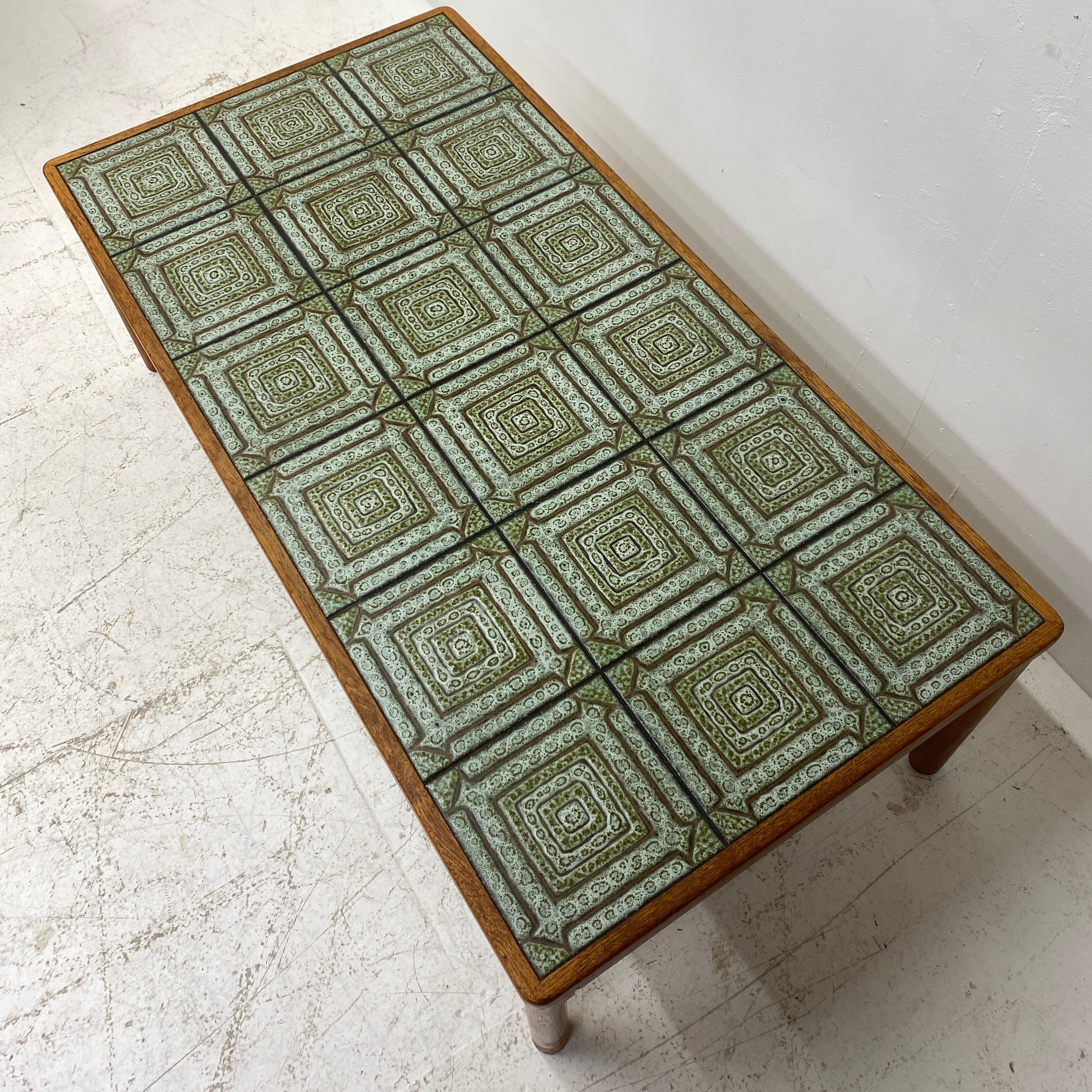 green tiled Danish Trioh Coffee Table