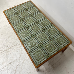 green tiled Danish Trioh Coffee Table