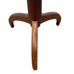 Load image into Gallery viewer, Close-up of a dark brown wooden stand or table base with three curved legs and a central vertical post, shown against a plain white background.
