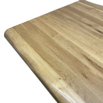 Load image into Gallery viewer, A close-up of a polished wooden tabletop showing natural wood grain and rounded corners against a white background.

