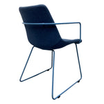 Load image into Gallery viewer, Back Of Contemporary Blue Felt Desk Chair
