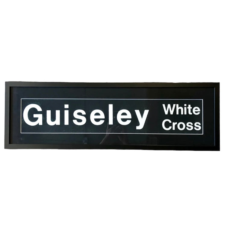 Vintage Bus Sign 'Guiseley White Cross' Framed