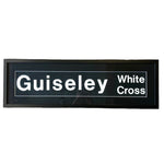 Load image into Gallery viewer, Vintage Bus Sign &#39;Guiseley White Cross&#39; Framed
