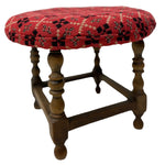 Load image into Gallery viewer, Oak Vintage Stool Welsh Wool Red

