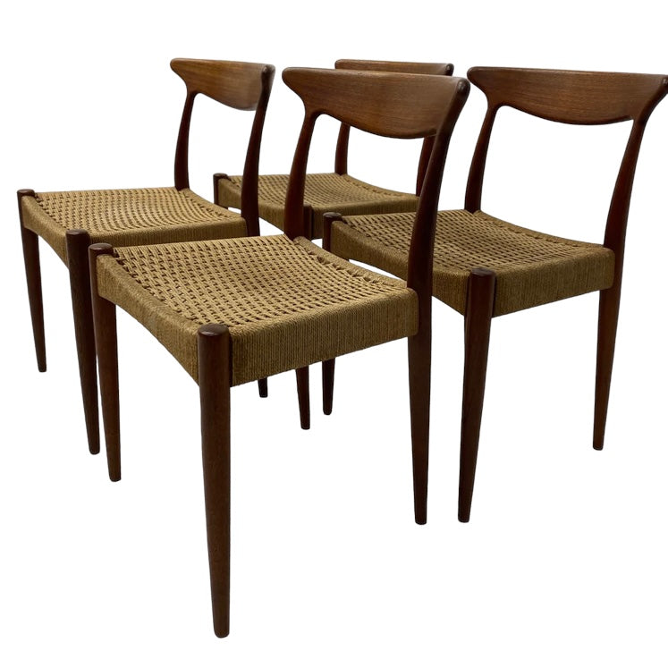 Danish Paper Cord Dining Chairs Arne Hovmand Olsen