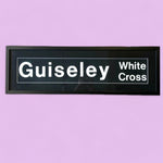 Load image into Gallery viewer, Vintage Bus Sign &#39;Guiseley White Cross&#39; Framed
