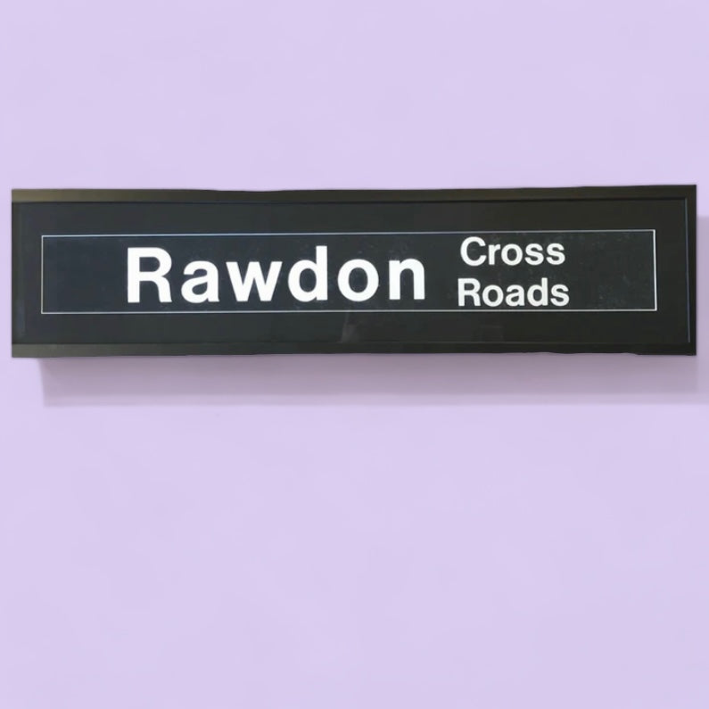 Vintage Bus Sign 'Rawdon Cross Roads' Framed