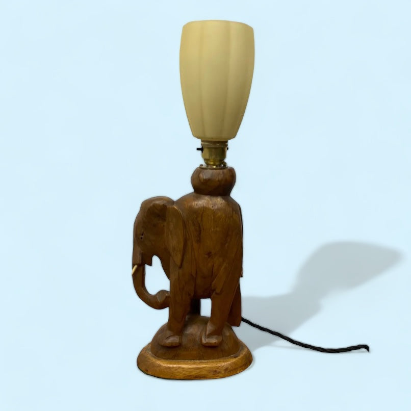 Teak Elephant Table Lamp