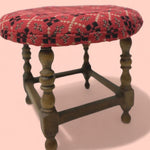 Load image into Gallery viewer, Oak Vintage Stool Welsh Wool Red

