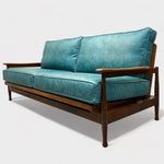 Load image into Gallery viewer, Teak And Leather Sofa Bed
