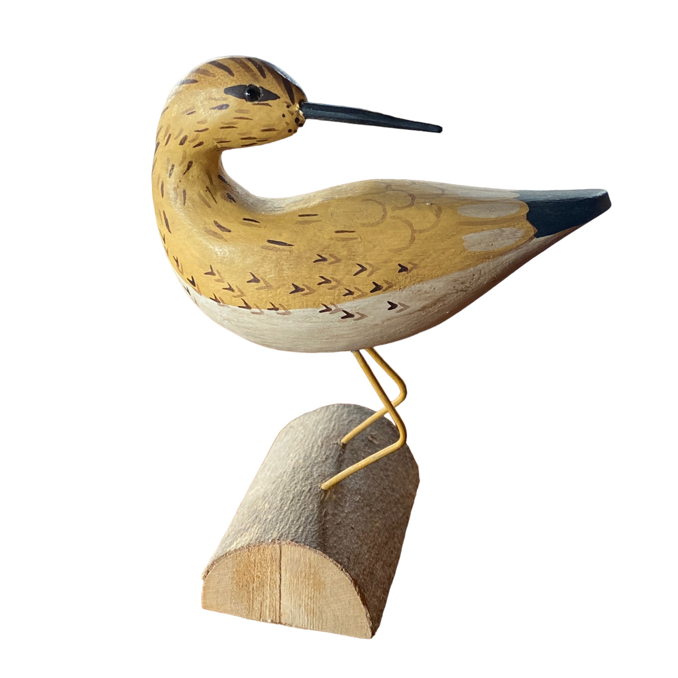 Yellow Hand Carved & Hand Painted Shore Bird