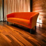 Load image into Gallery viewer, Danish Velvet Sofa Orange Contemporary Setting

