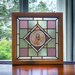 Load image into Gallery viewer, Victorian English Leaded Stained Glass Birds Flowers On Shelf
