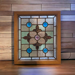 Load image into Gallery viewer, Victorian English Leaded Stained Glass Floral #3 On Shelf
