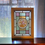 Load image into Gallery viewer, Victorian English Leaded Stained Glass Birds Flowers #4 On Shelf
