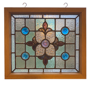 Victorian English Leaded Stained Glass Floral #5