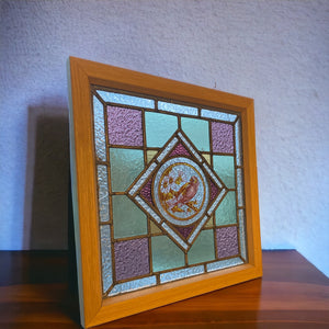 Side On Victorian English Leaded Stained Glass Birds Flowers #6
