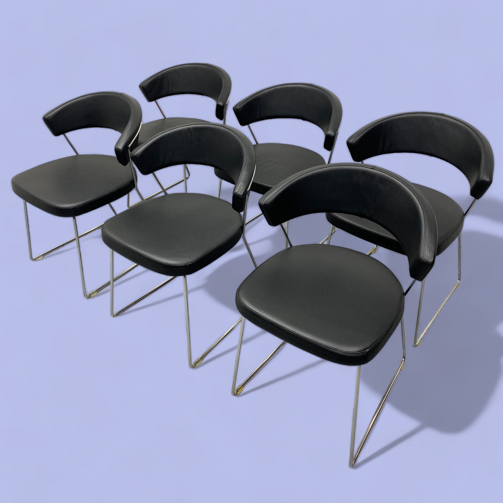 Calligaris New York Dining Chairs Black Leather