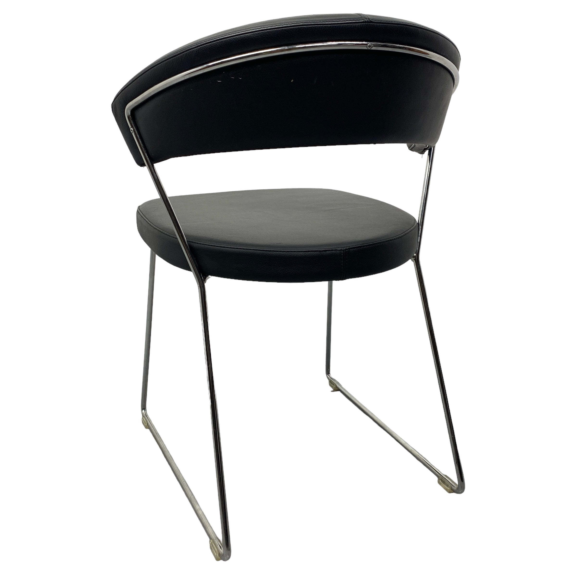 Steel Legs Calligaris New York Dining Chairs Black Leather