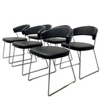Load image into Gallery viewer, set of six Calligaris New York Dining Chairs Black Leather

