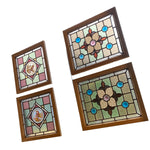 Load image into Gallery viewer, four Victorian English Leaded Stained Glass Floral #3
