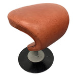 Load image into Gallery viewer, Coral Leather Vintage Footstool Ottoman Danish
