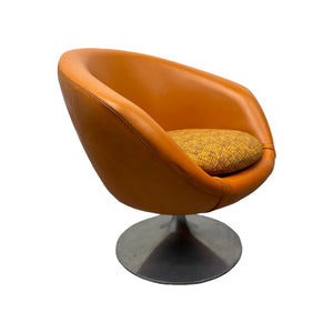 Steel Base Midcentury Overman Lounge Chair Orange