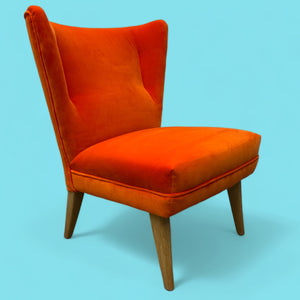 Cocktail Chair Midcentury Orange Velvet