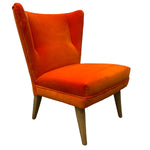 Load image into Gallery viewer, Beech Legs Cocktail Chair Midcentury Orange Velvet

