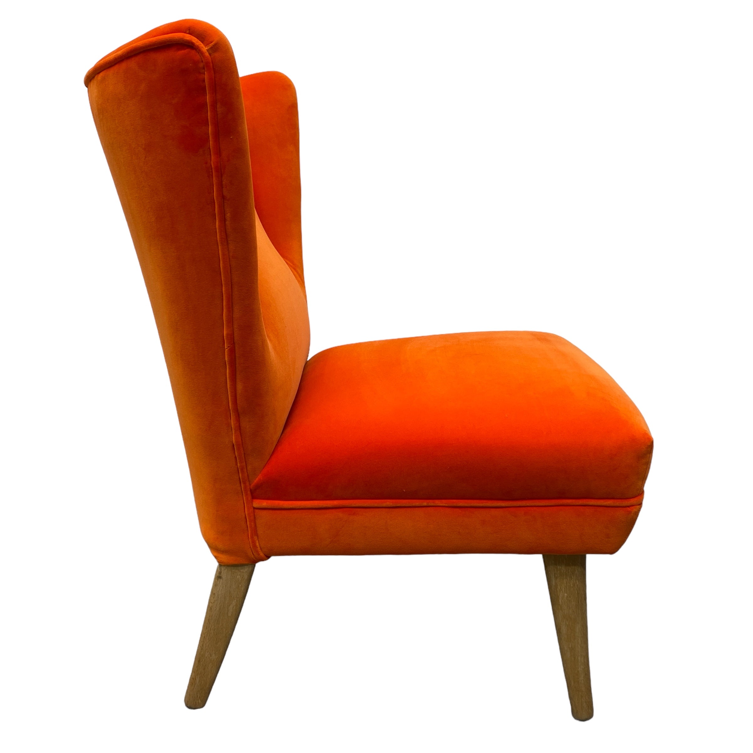 Side On Cocktail Chair Midcentury Orange Velvet