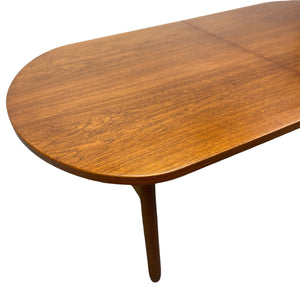 Teak Leaf Danish Dining Table Midcentury Extendable Oval