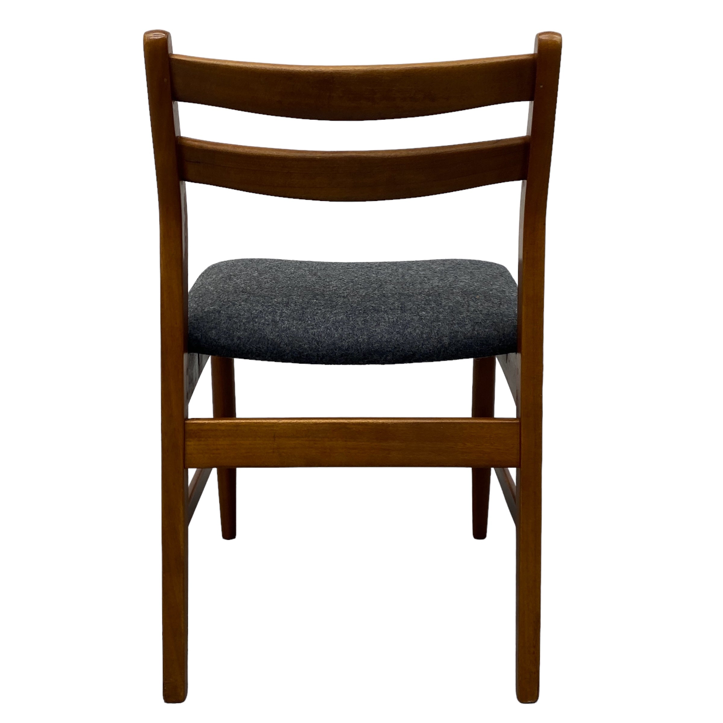 Back Of Midcentury Portwood Dining Chairs Grey Wool