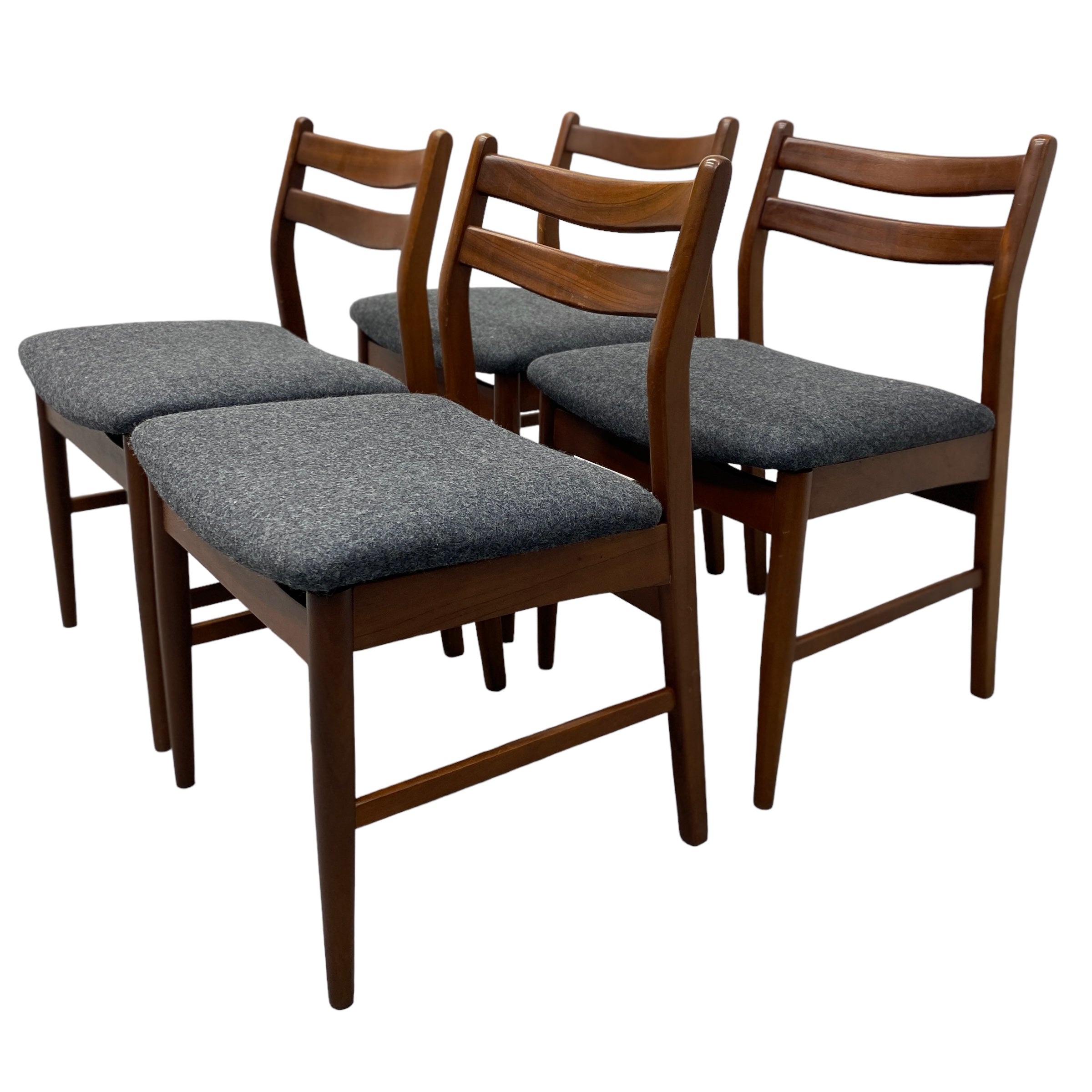 Grey Wool Midcentury Portwood Dining Chairs Grey Wool