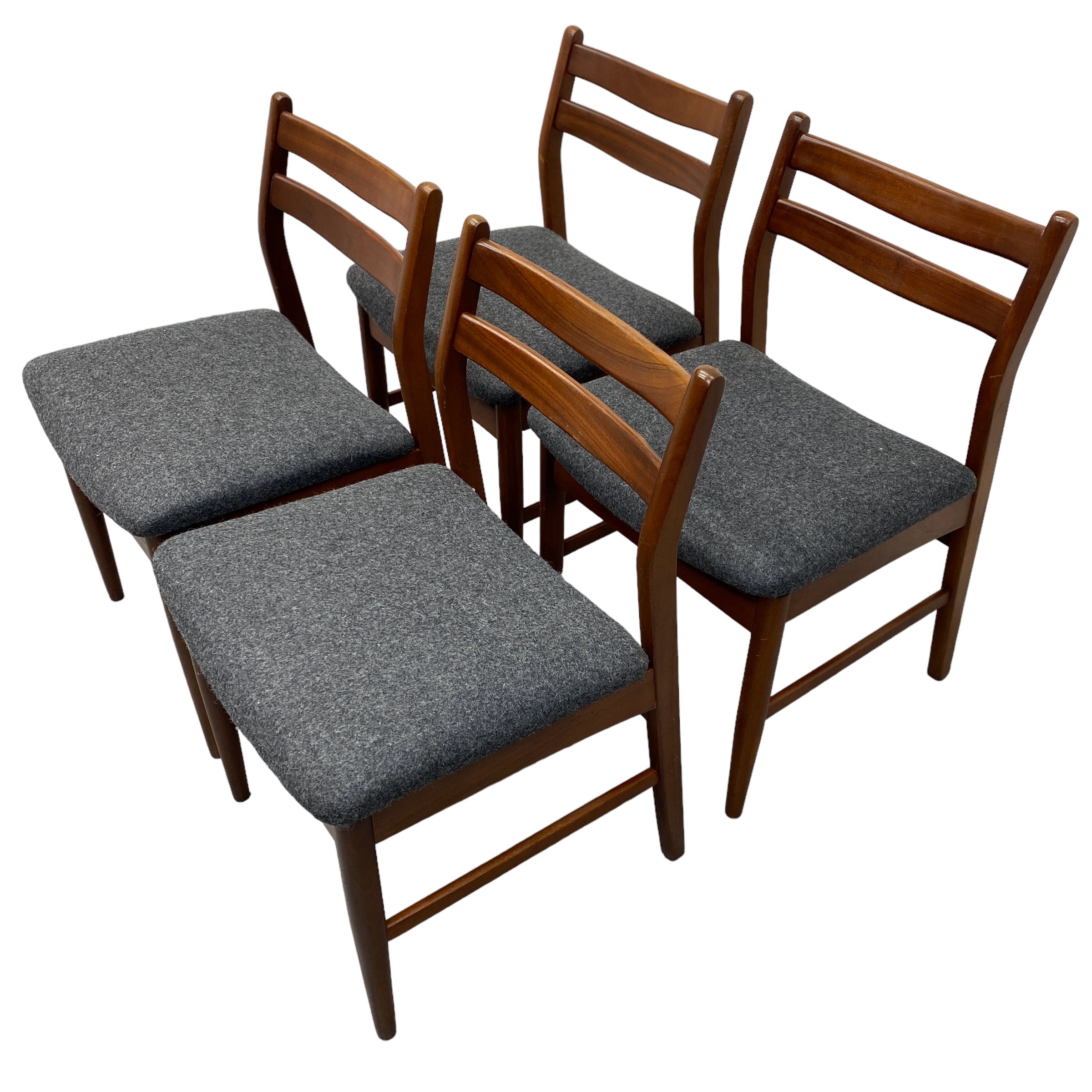 Teak Midcentury Portwood Dining Chairs Grey Wool