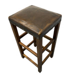 Load image into Gallery viewer, Oak Frame Vintage School Stool Brown Leather

