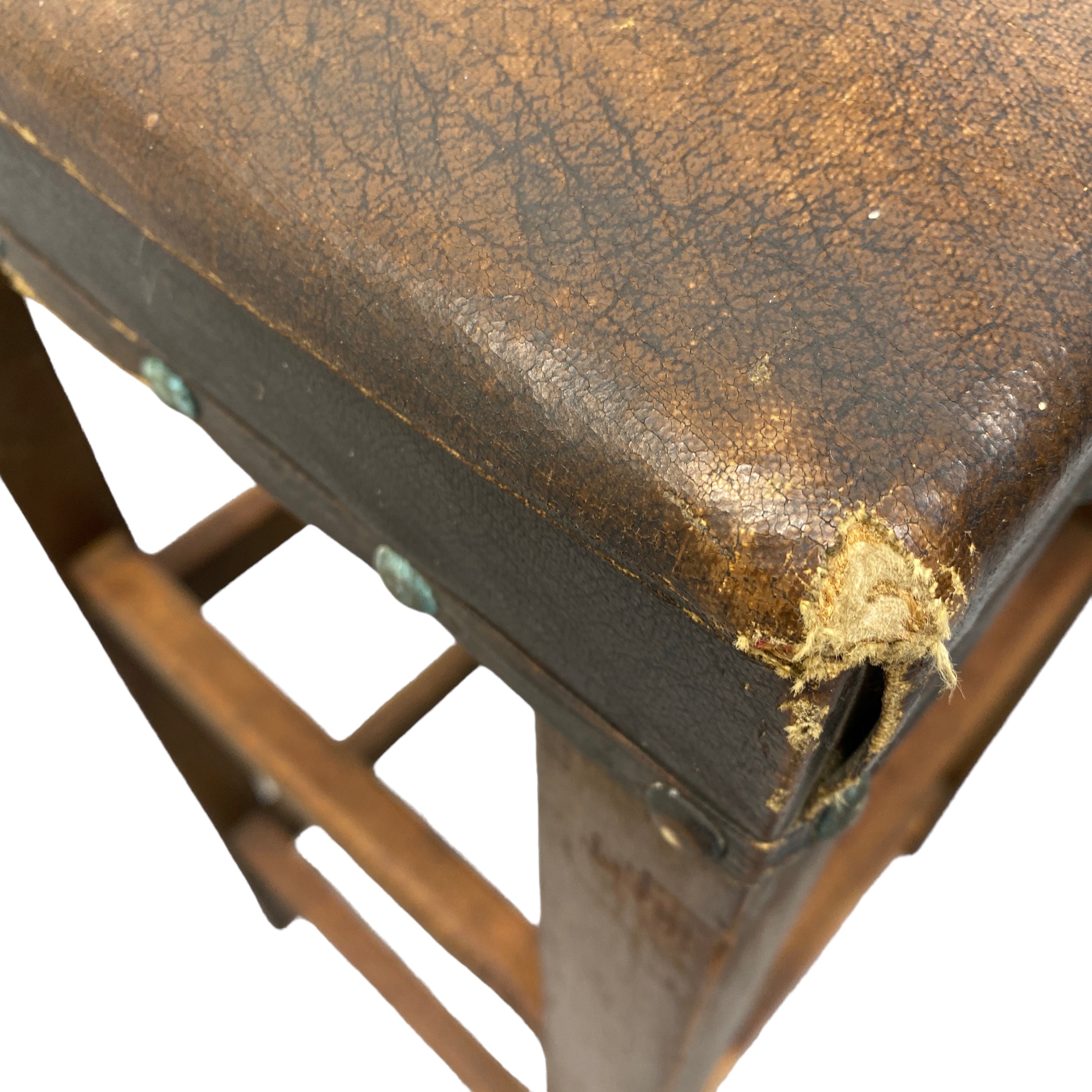 Age Related Vintage School Stool Brown Leather