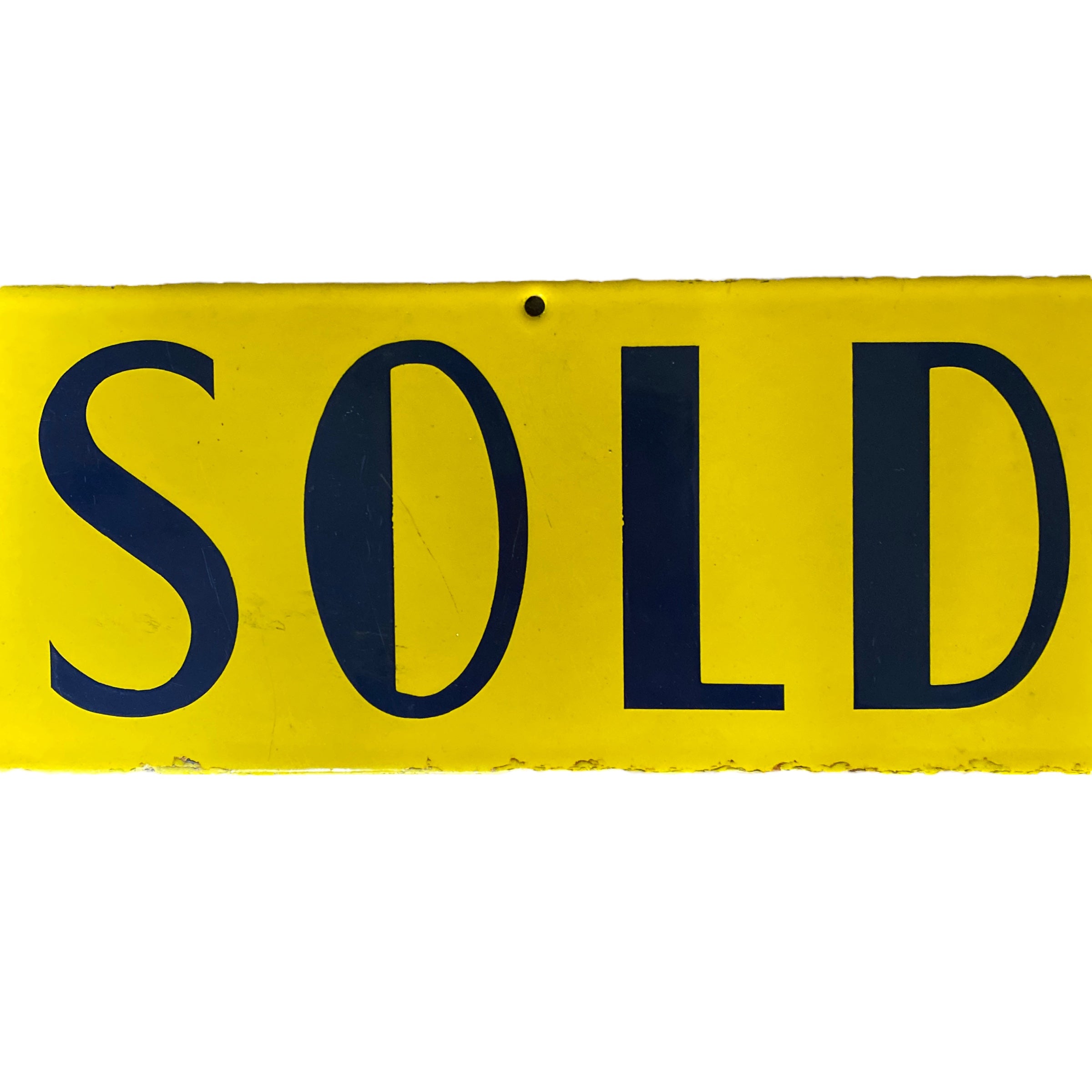 blue font SOLD BY Enamel Signage Vintage