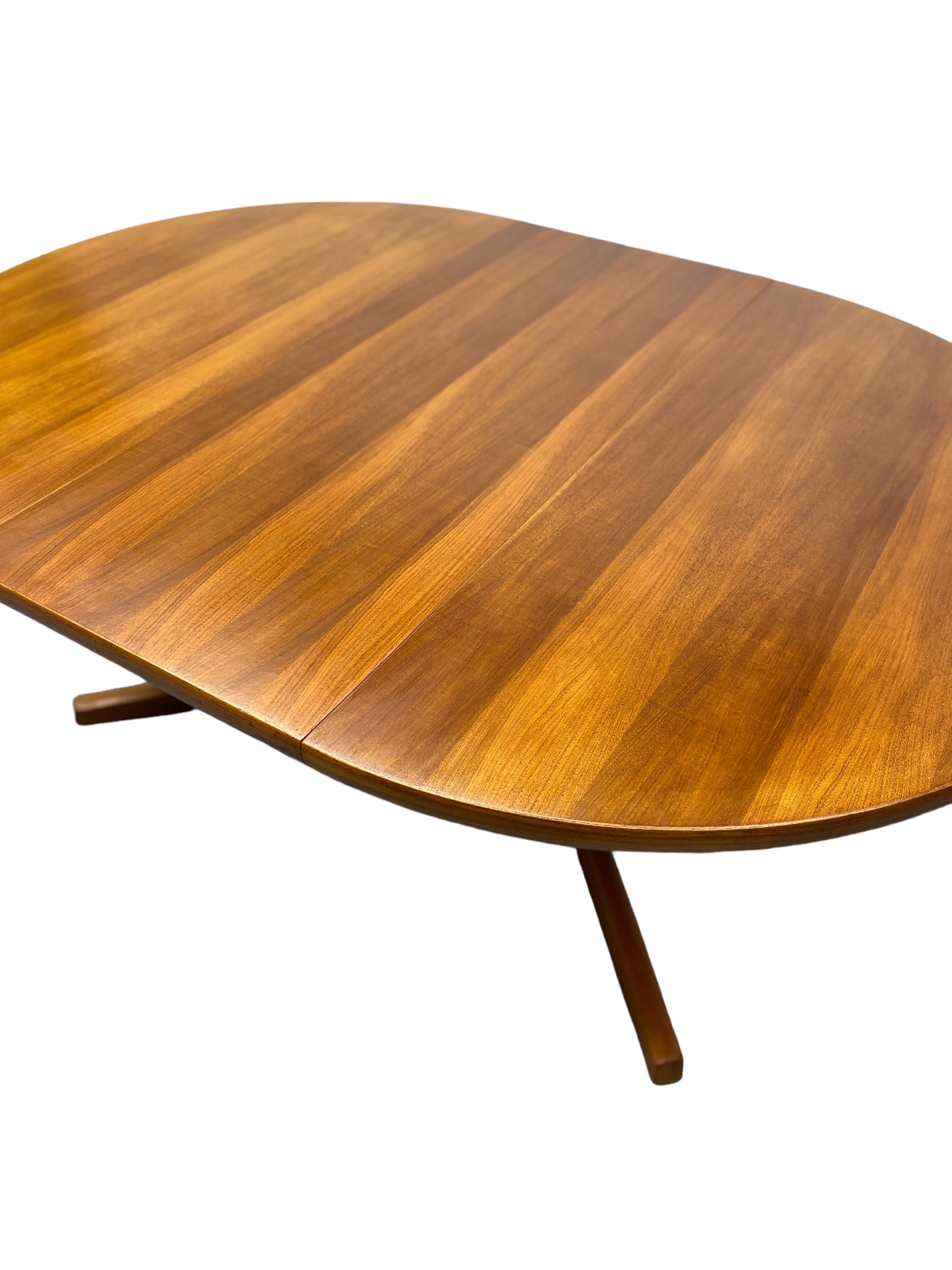 teak top Danish Dining Table Extendable Circular Oval 70s