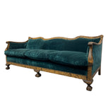 Load image into Gallery viewer, Neoclassical Antique Biedermeier Sofa Emerald Green Velvet Walnut
