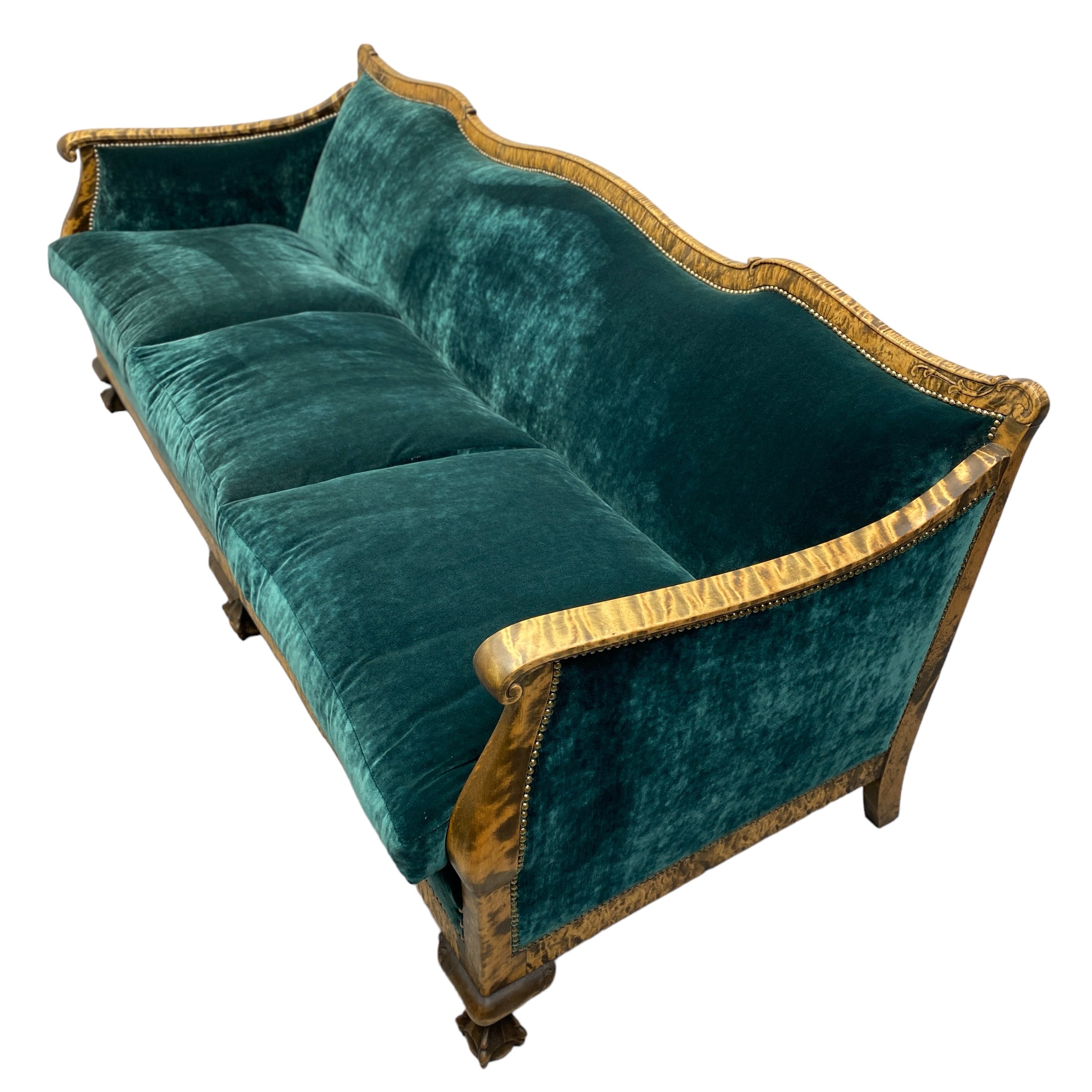 Emerald Green Neoclassical Sofa 