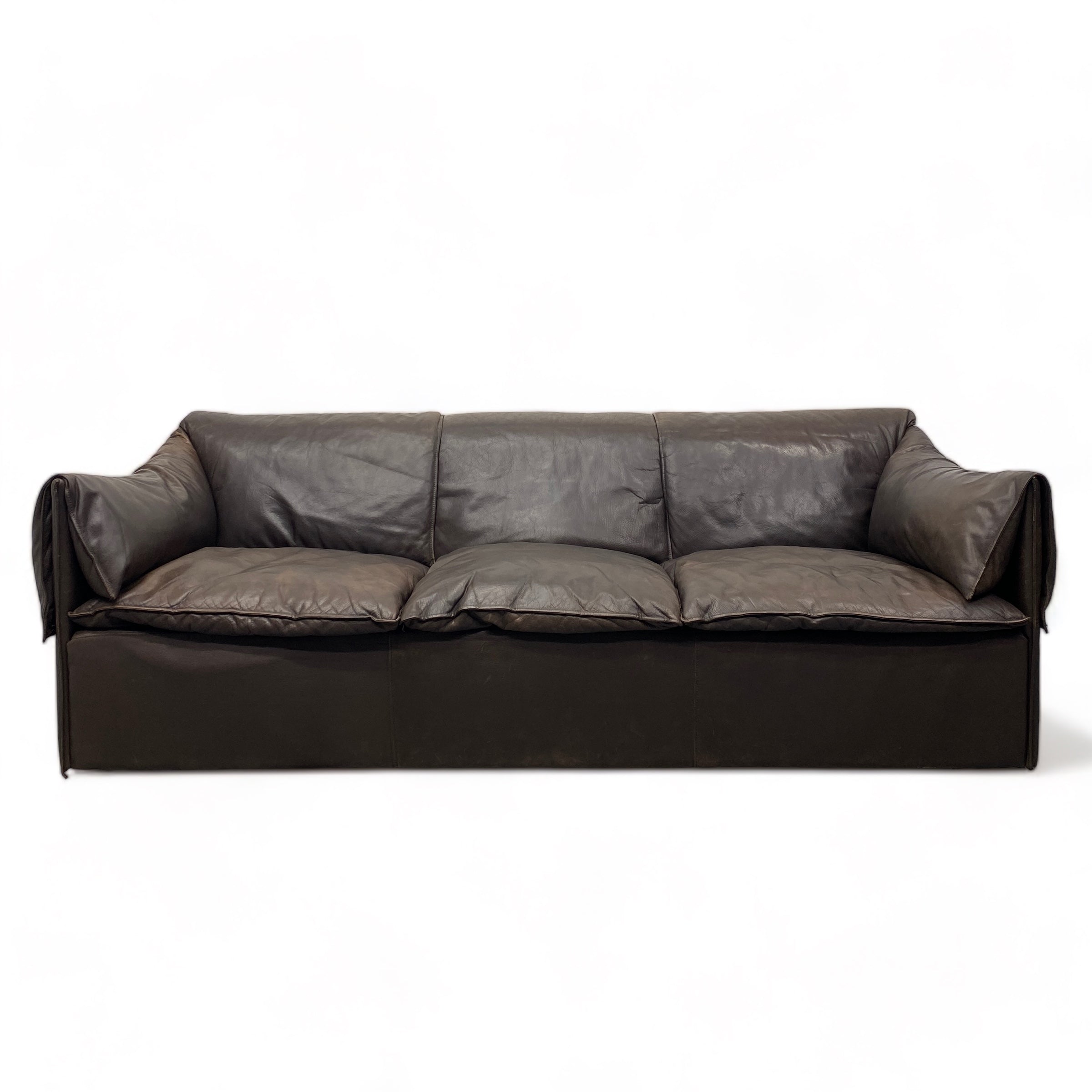 White Background Brown Leather Sofa