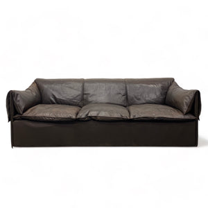 White Background Brown Leather Sofa