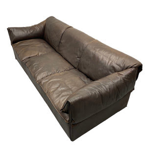 Three Seater Sofa Brown Leather