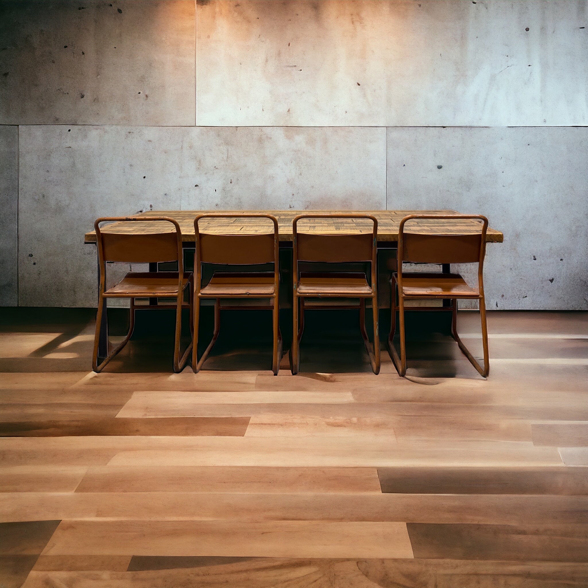 Wooden Floor Industrial Table