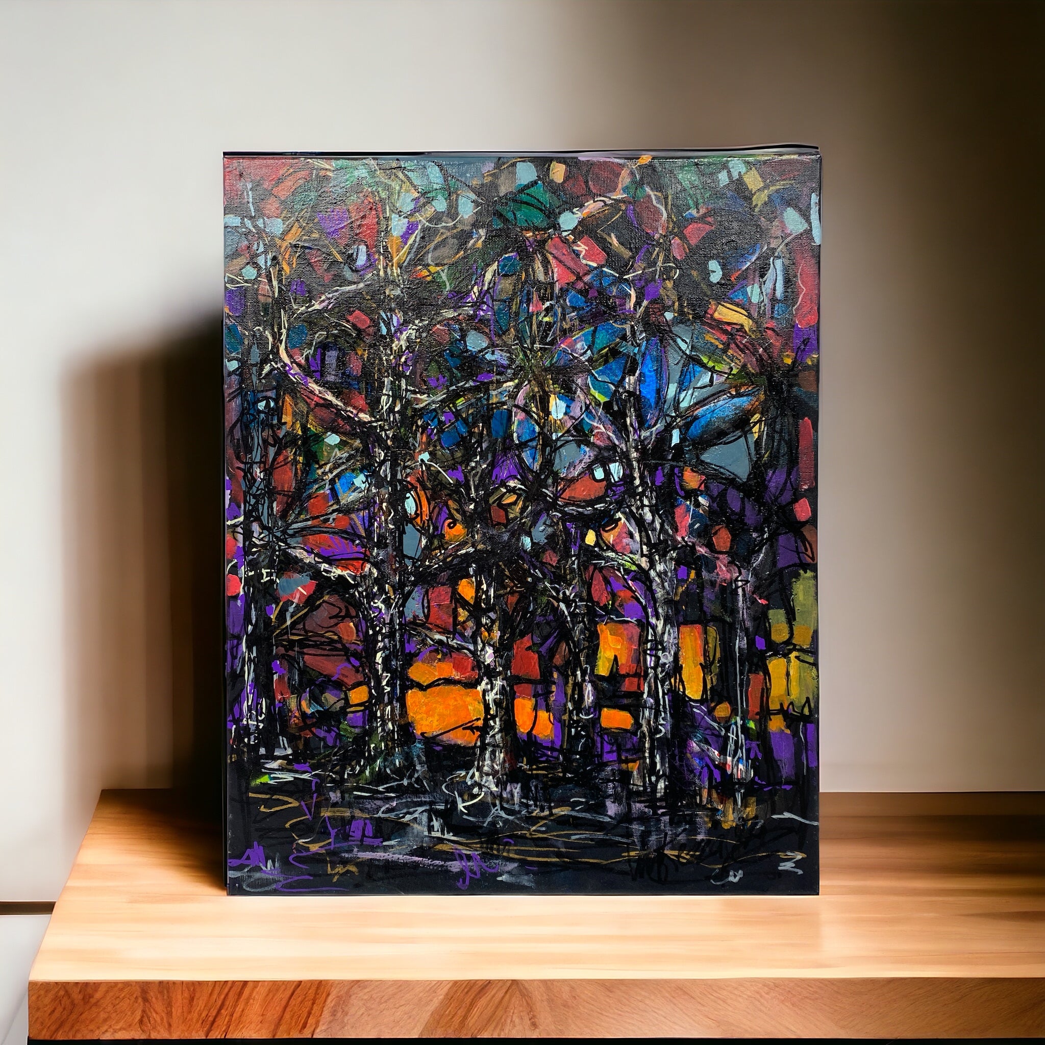 On Shelf Original Artwork Abstract  Trees Flower Of Life Dale Kerrigan