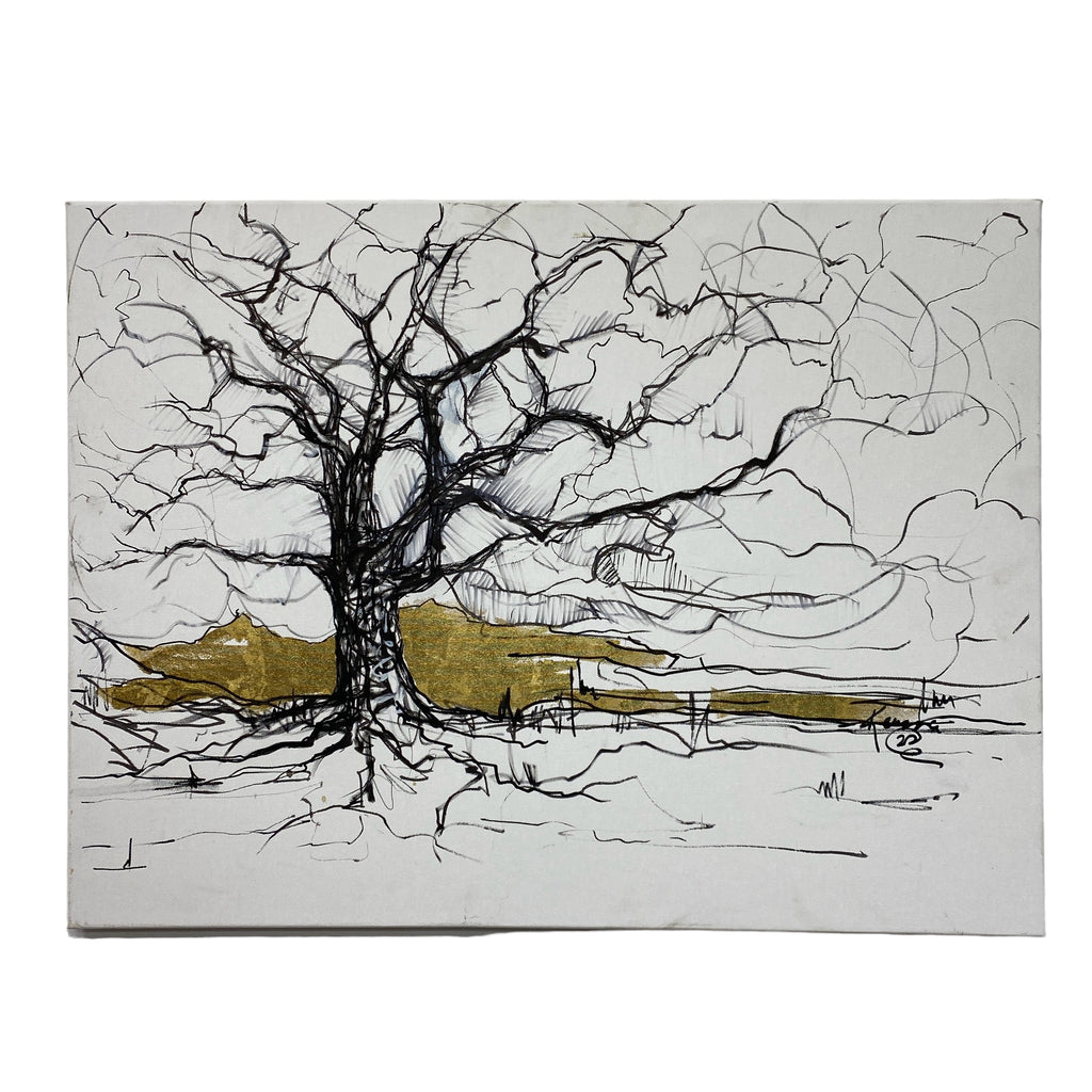 Pen Paint Gold Leaf Art
