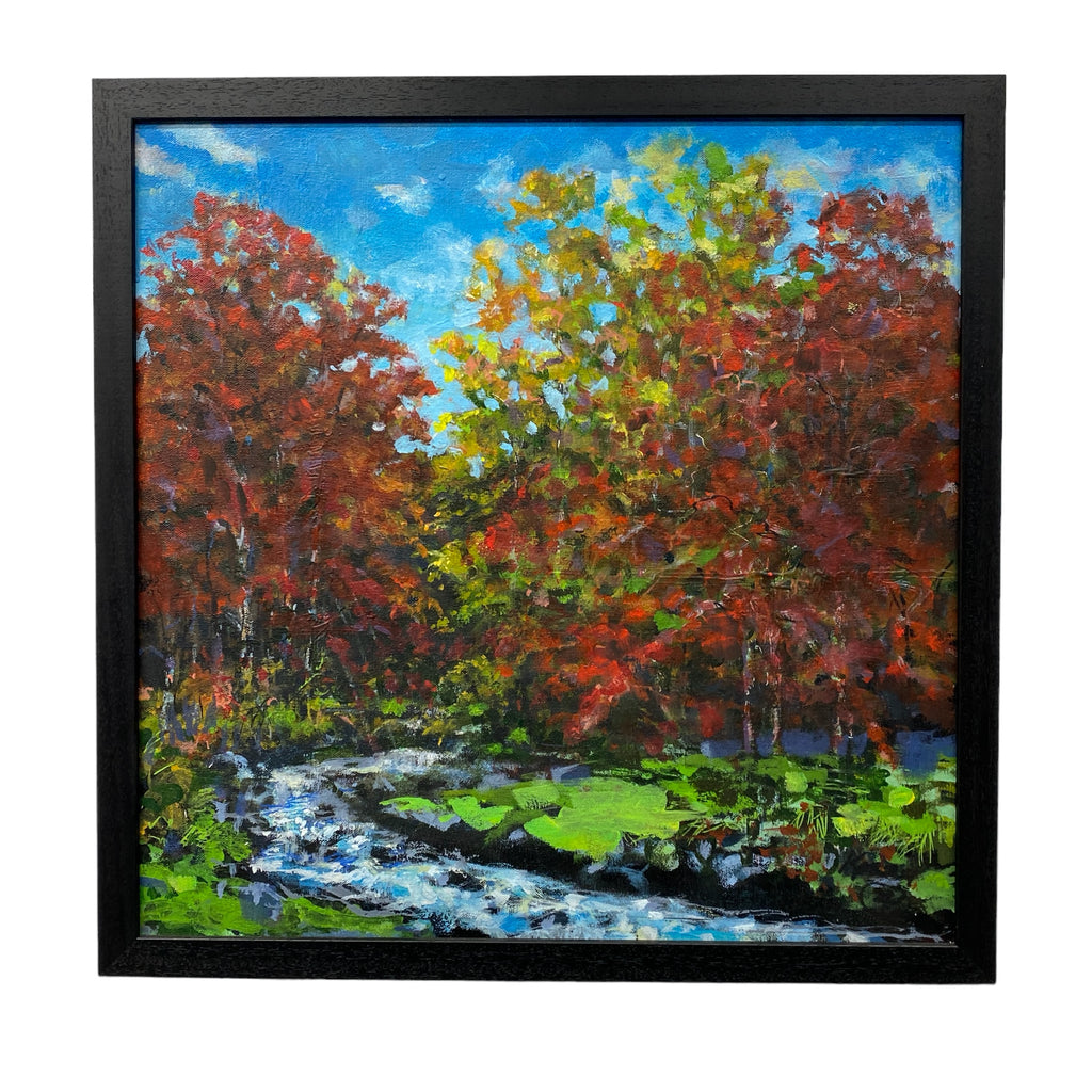 trees river artwork