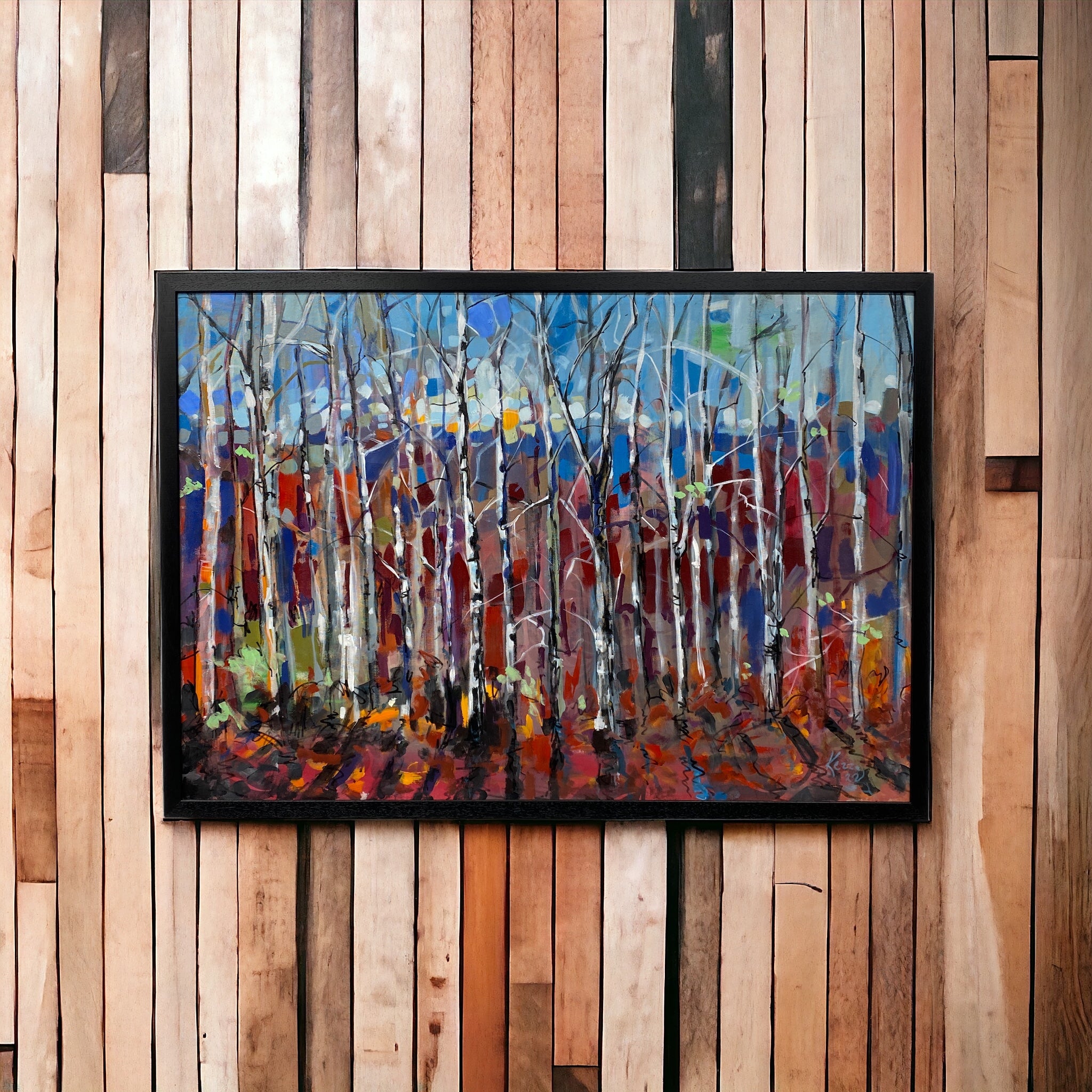 Timber Background Original Artwork Autumn Silver Birch Dale Kerrigan