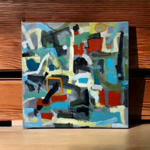 On Shelf Original Artwork Abstract Blue Squares Dale Kerrigan